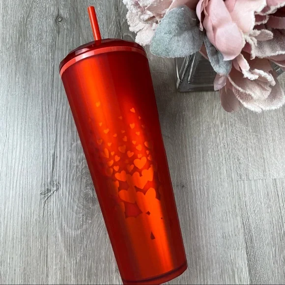 Starbucks Matte Red Heart Soft Touch Kaleidoscope Dome Valentine Tumbler - Picture 2 of 6
